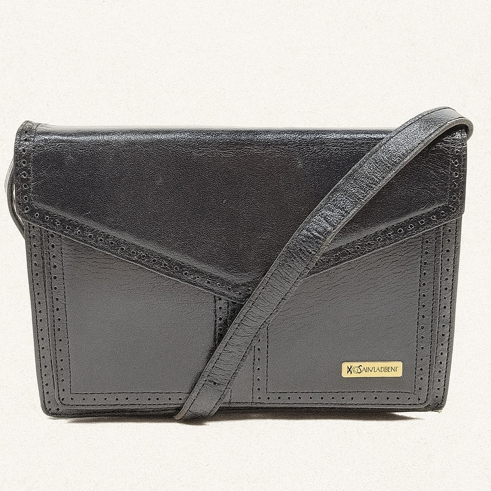 Vintage Yves Saint Laurent Black Leather Crossbody Bag